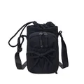 Zwarte nylon crossbody tas voor mobiele telefoons met strik en verstelbare riem - Zwart