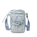 Lichtblauwe nylon crossbody telefoontas met trekkoordsluiting en een strikdetail - Blauw