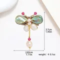 Macro detail of handmade butterfly pearl brooch with dimensions and weight specs - Handmade Shell Pearl Butterfly Style (XX0073)