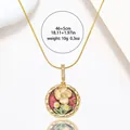 Detail showing 46+5cm chain length and 10g weight for the enamel floral pendant necklace - Red Background Cream Flower Style (X3981)