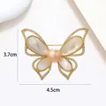 Detailed butterfly brooch with mother of pearl wings and pearls measuring 3.7 by 4.5 cm - Iridescent MOP Pave Rhinestone Butterfly Style (XX0140)