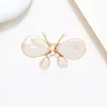 Elegant butterfly pearl brooch with baroque pearls and gold wire craft on a white base - Baroque Irregular Pearl Handmade Butterfly Style (XX0176)