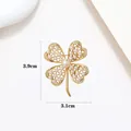 Golden clover pearl brooch with hollow mesh petals and sparkling crystal borders - Gold Hollow Pearl Four Leaf Clover Style (XX0168)