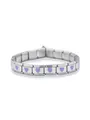 Modular stainless steel link bracelet featuring purple enamel heart charms in silver finish - Heart Watch Band Link (TT0314) / Purple