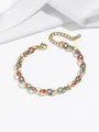 Détail d'un bracelet en acier doré avec maillons en émail coloré et fermoir mousqueton - TT0129 Bracelet Coloré