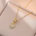 Elegante collar con colgante de corazón dorado y micro-pavé de cristales en cadena de eslabón - Collar de Corazón de Circonita (Colgante Incluido)