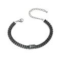 Silver titanium steel bracelet with rectangular black rhinestones and lobster clasp closure - Black Gemstone Style (TT0283) / Black