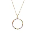 Collier cercle doré avec pierres baguette colorées sur une chaîne fine - Lettre O Dorée Colorée