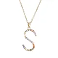Collier doré tendance avec pendentif en cristal en forme de S et chaîne délicate - Lettre S Dorée Colorée