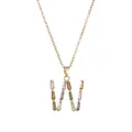 Collier doré en forme de lettre W serti de pierres de zircone rectangulaires colorées - Lettre W Dorée Colorée