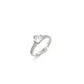 Silver adjustable 1 carat round cut diamond ring with pavé stones for women - Round Main Stone Adjustable Style (J0638) / Silver
