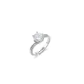 Silver open adjustable ring with a 1-carat round cubic zirconia in classic 6-prong setting - Six-Prong Round Main Stone Open Style (J0641) / Silver