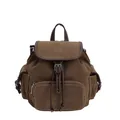 Vintage bruine canvas rugzak met lederen details en meerdere zakken voor dagelijks woon-werk - Khaki