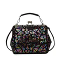 Sac à bandoulière rétro noir avec paillettes géométriques colorées et fermoir en métal - Arc-en-ciel