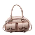 Bolso bowling retro rosa carne con asas dobles y correa bandolera desmontable - Rosa