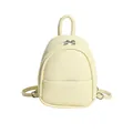 Chic cream yellow egg-shaped mini backpack in premium lychee grain PU leather with silver zips - Yellow