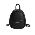 Chic black mini egg-shaped backpack in pebbled PU leather with white fashion text - Black