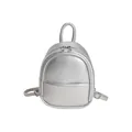 Mini metallic silver egg-shaped backpack with premium litchi pattern texture - Silver