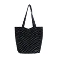 Große Canvas-Einkaufstasche mit schwarz-weißen Punkten und einer Vordertasche - Schwarzer Polka Dot