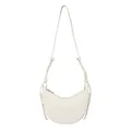 Sac demi-lune chic blanc cassé en cuir grainé avec inscription dorée tendance - Blanc