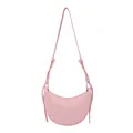 Sac hobo rose avec texture litchi et lettrage doré style croissant de lune - Rose