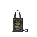 Borsa a mano gotica in pelle nera a forma di libro con motivi lunari dorati - Stile Libro degli Incantesimi (Style 1)