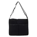 Minimalistische schwarze gesteppte Kuriertasche mit zwei Taschen und verstellbarem Gurt - Schwarz