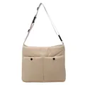 Minimalist beige large capacity crossbody bag with double front pockets and adjustable strap - Khaki