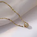 Titanium steel necklace with gold finish featuring a sparkling zircon waist pendant - Golden Small Waist Style (X0378)