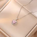 Halskette mit rosa Herzanhänger aus Zirkonia und Silberkette in einer Schmuckschatulle - Rosa Herz Anhänger Halskette