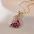 Elegant gold heart pendant necklace with pink cubic zirconia on a soft satin fabric - Gradient Colorful Heart (With Pendant)