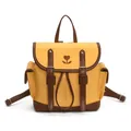 Sac à dos en toile jaune avec finitions en cuir marron et broderie fleur de cœur - Jaune