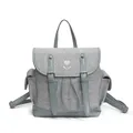 Sac à dos texturé bleu-gris clair avec broderie cœur et garniture en cuir - Bleu