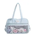 Bolso ita azul claro con lunares, bolsillo de malla de encaje y dijes de dibujos - Estilo Ventana de Encaje Azul