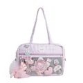 Graziosa borsa ita a scacchi lavanda con finestra per bambole di peluche e spille - Stile a Quadri Viola