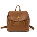 Mochila vintage marrón de cuero PU para mujer con cierre de anillo dorado y asa superior - Marrón