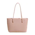 Bolso tote rosa de gran capacidad con textura tejida elegante y correas de hombro - Rosa