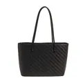 Bolso tote trenzado negro minimalista con elegantes correas finas para el uso diario - Negro