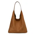 Sac fourre-tout vintage en daim marron avec un grand design hobo et une bandoulière fine - Marron