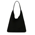 Sac fourre-tout rétro en daim noir de grande capacité avec bandoulière marron - Noir