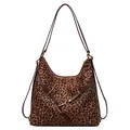 Bruine shopper met luipaardprint, lederen riemen en een gouden metalen sluiting - Small Luipaard met Bruin