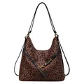 Hobo tas met luipaardprint, zwarte lederen schouderbanden en gouden metalen details - Small Luipaard met Zwart