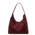 Retro weinrote Tragetasche mit Leopardenmuster und großem Hobo-Eimer-Silhouette - Burgunderrot