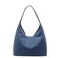 Dunkelblaue Hobo-Schultertasche mit mattem Leopardenmuster für Damen im Alltag - Blau