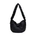 Bolso de hombro acolchado negro con bordado de corazón y correa ancha acolchada ajustable - Negro