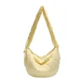 Bolso de media luna acolchado amarillo claro con bordado de corazón y correa ajustable - Amarillo