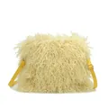 Sac bandoulière en peluche jaune vif avec bandoulière réglable et boucle dorée - Jaune