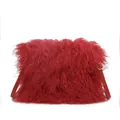 Sac bandoulière en fausse fourrure rouge vif avec bandoulière en cuir réglable - Rouge