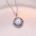 Collier avec pendentif œil protecteur en zircons colorés et acier titane sur soie - Couleur Argent Style Œil de Turquie Coloré (X1322)