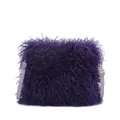 Furry crossbody bag in deep purple plush faux fur with adjustable slim leather strap - Deep purple